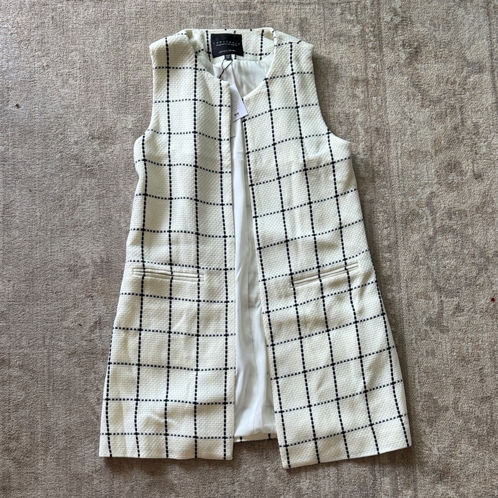 Sanctuary Cream and Black Grid Vest